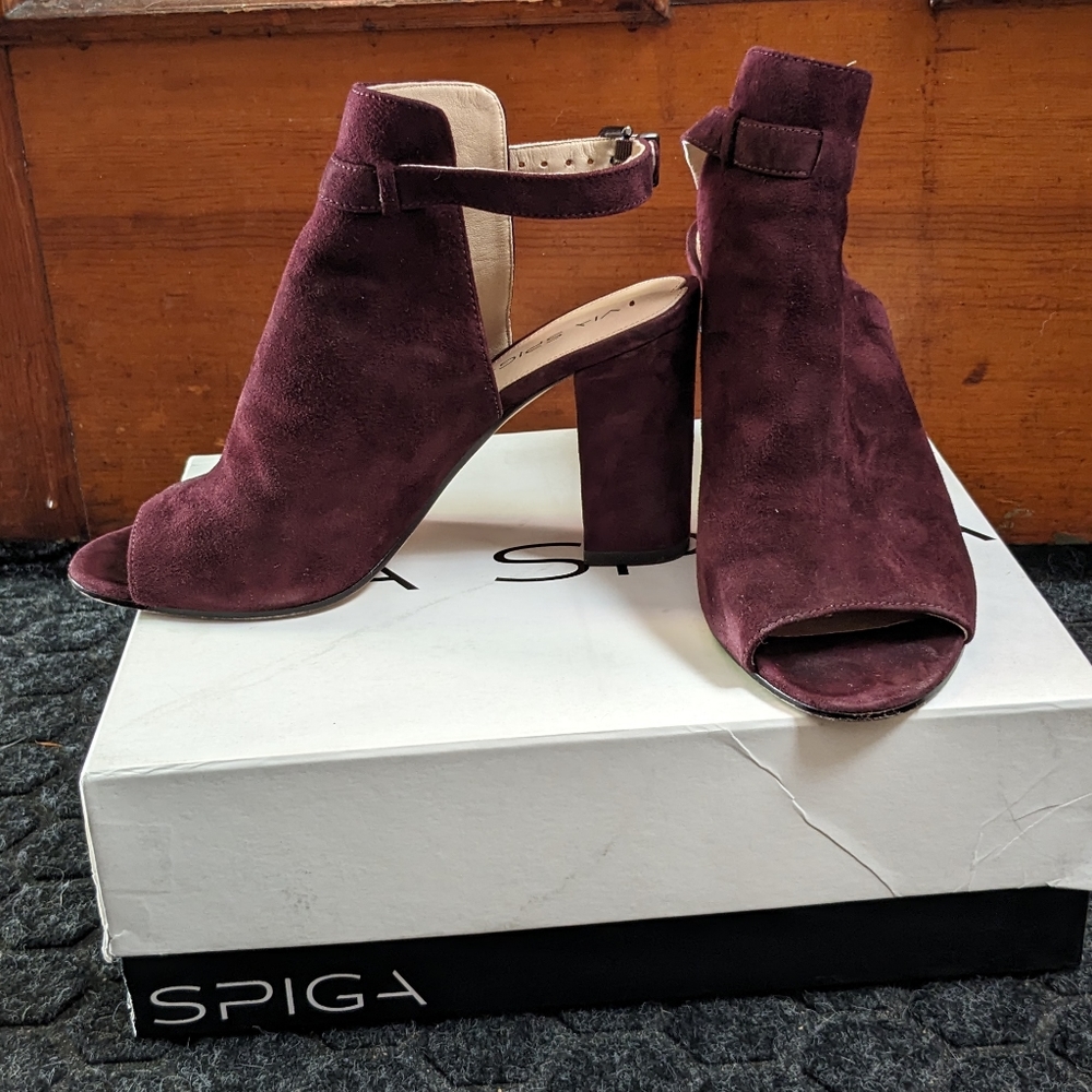 Via Spiga open-toe suede booties